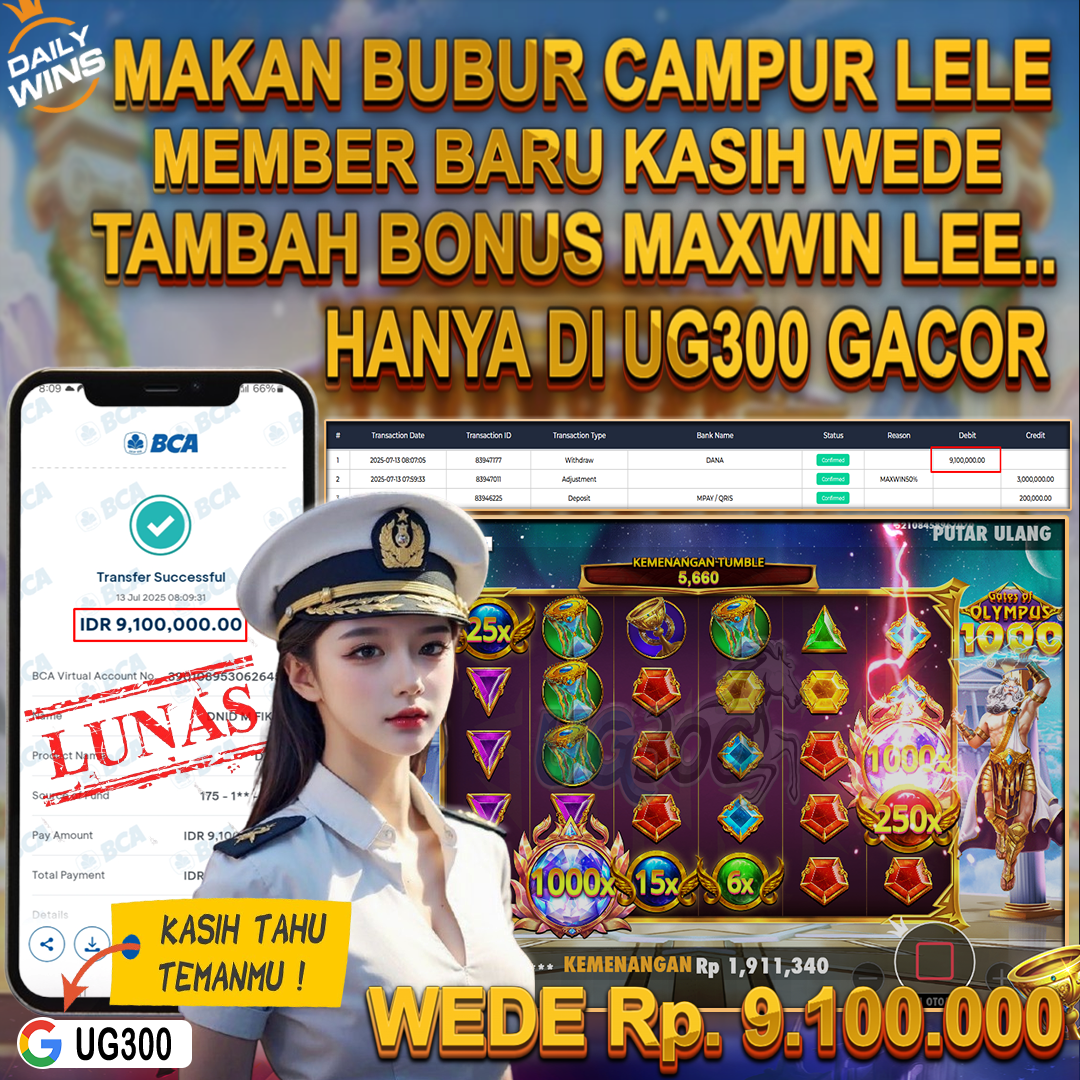 UG300 GATES OF OLYMPUS 1000 MAXWIN  Rp.9,100,000- DI BAYAR TUNTAS